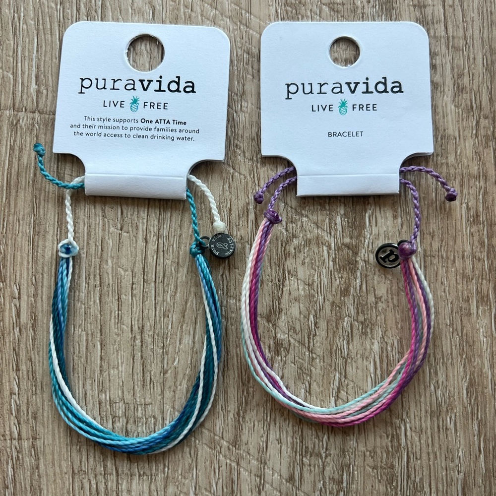 Pura Vida Blue and Pink Bracelets